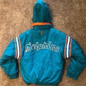 Veste Réversible Vintage Dolphins Pro Player - Polaire Vert/bleu - Taille L - Occasion Très Bon état